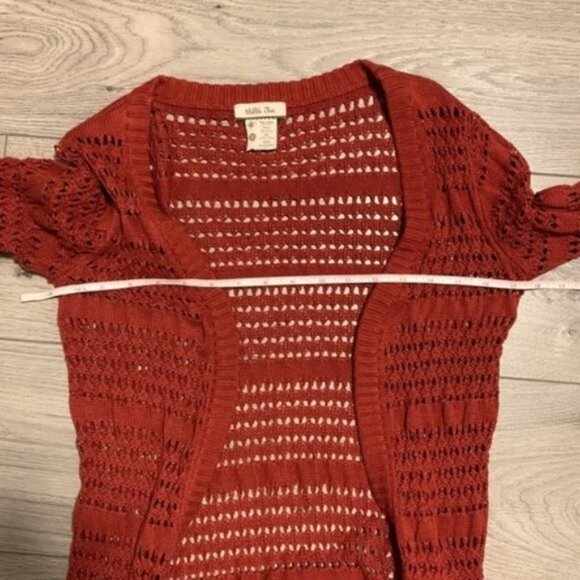 Matilda Jane Henna Secret Fields Cardigan open front Crochet sz XS Burnt red - Picture 8 of 11
